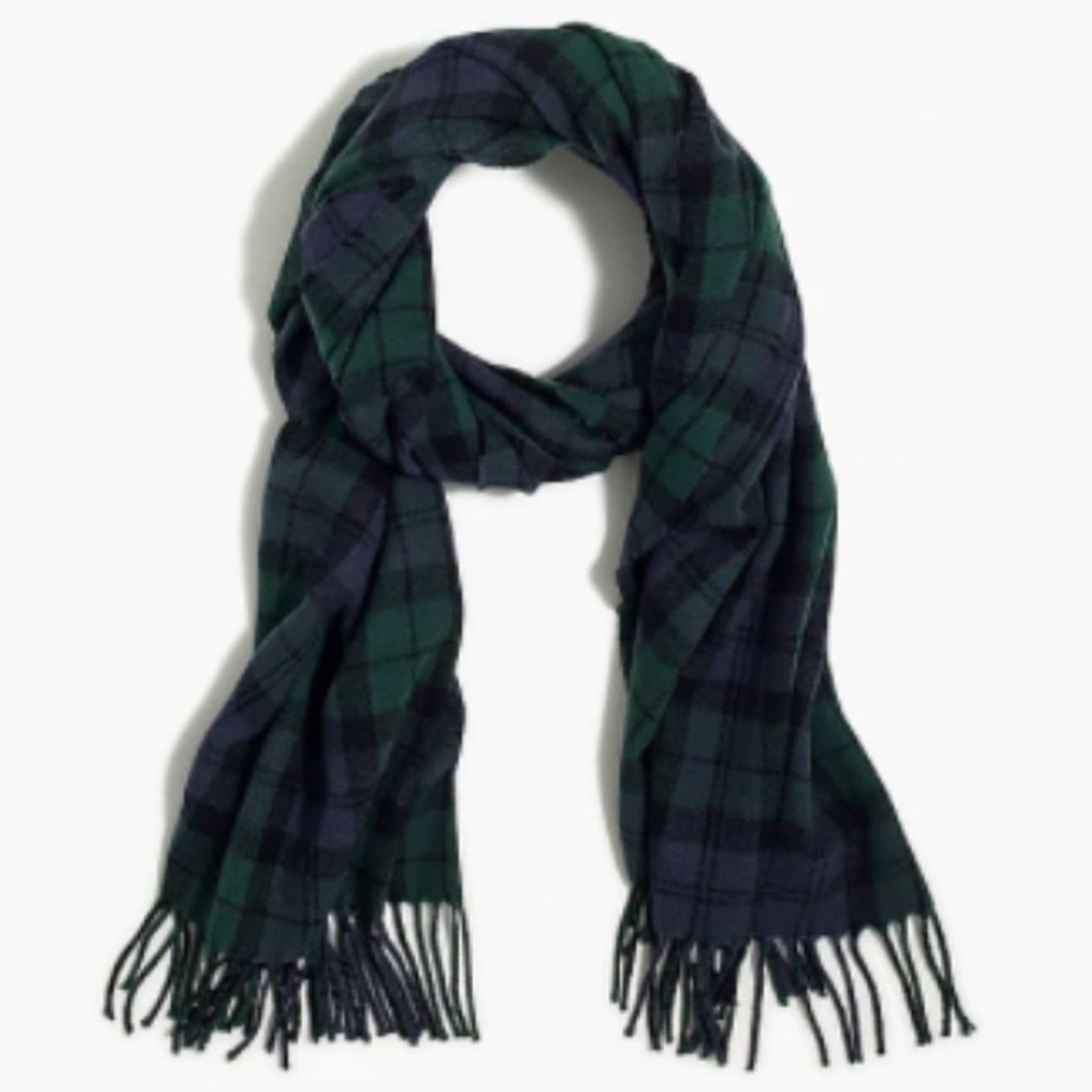Cashmere Green and Blue Plaid J.Crew Scarf